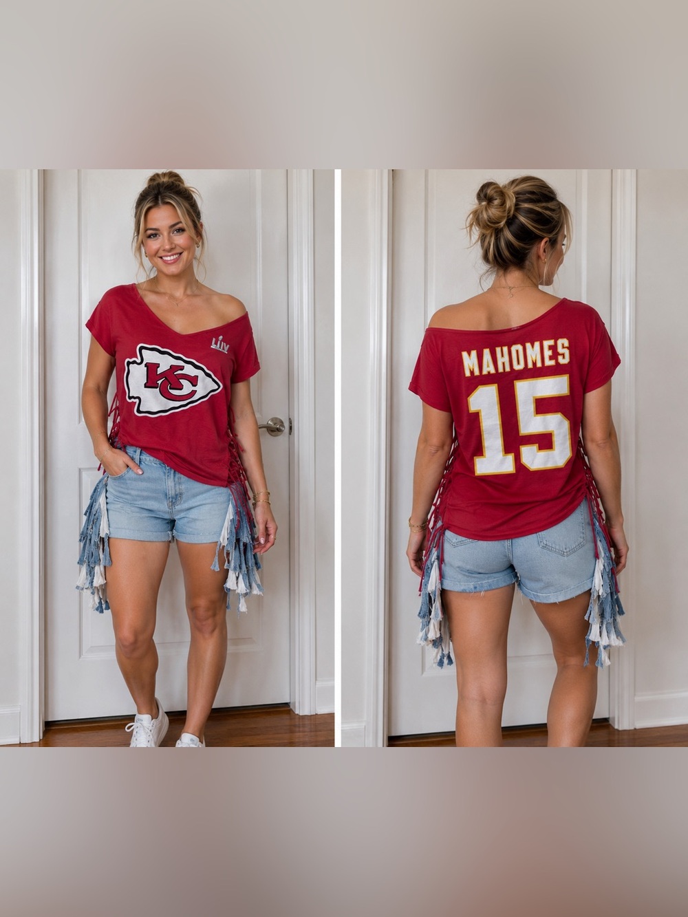 Kansas City Chiefs Mahomes #15 Red Fringe Tee size 1X